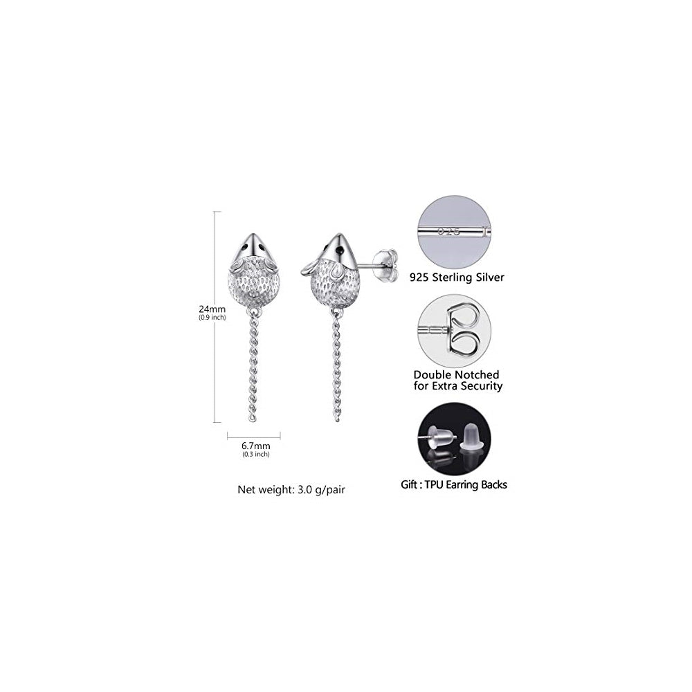 Aretes colgantes de plata con diseño para mujeres