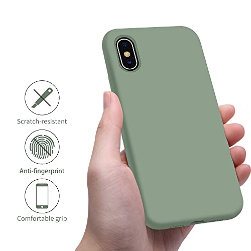 OTOFLY - Funda ultrafina de goma de silicona suave de alta calidad, funda protectora de cuerpo completo, compatible con Apple iPhone X/Xs de 5.8 pulgadas (verde Calke)