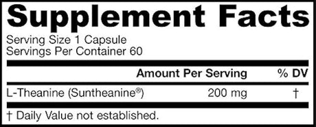 Teanina, promueve la relajación, 100 mg, 60 tapas, THE200