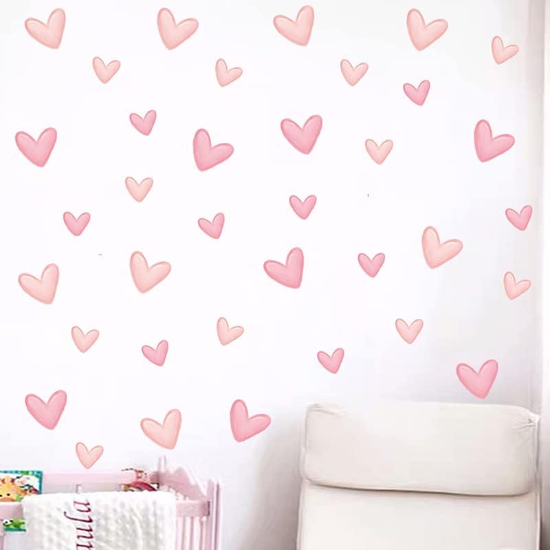 Pegatinas de pared con forma de corazón rosa para dormitorio
