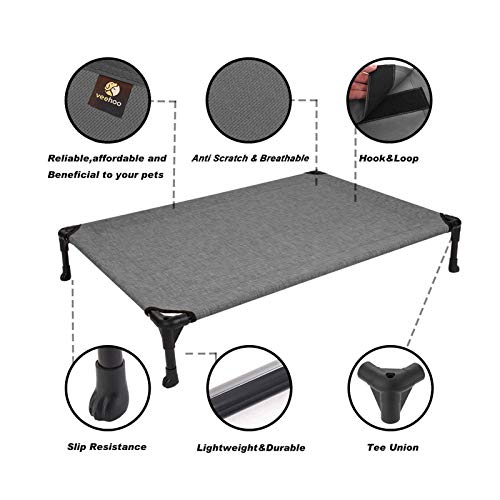 Veehoo - Cama elevada para perros, catre elevado portátil, alfombrilla impermeable y transpirable, tela de malla de textileno duradero, pies antideslizantes, uso en interiores o exteriores, S