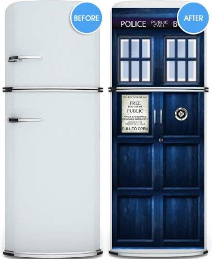 Pegatina para puerta / pared / nevera – Caja de llamadas Londres – Mural desprendible, Decole, piel, envoltura, calcomanía, cubierta, póster, todos los tamaños (32 x 80)