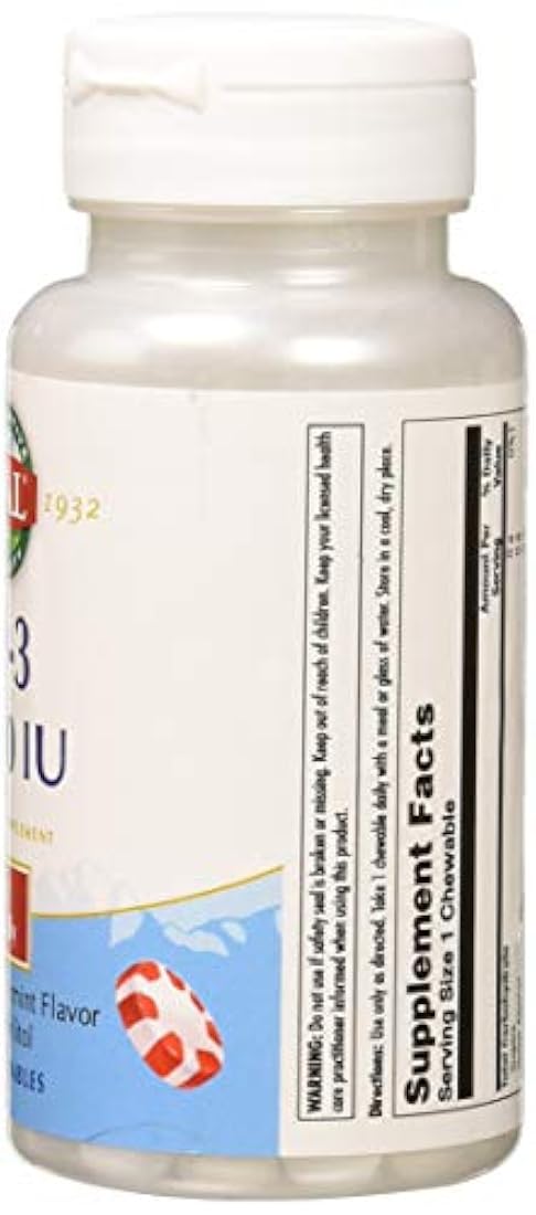 Ultra D3 5000 IU, la menta, Kal 60 Chewable