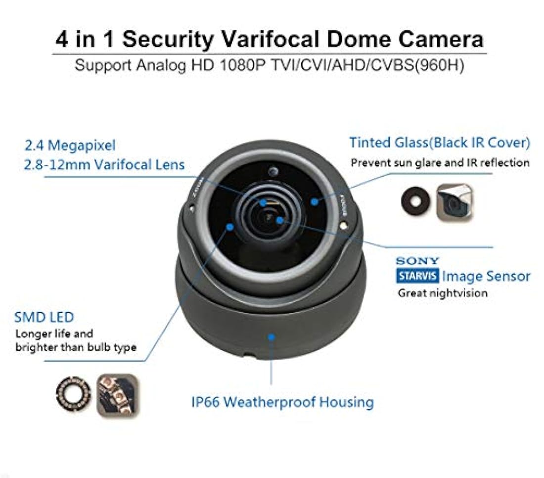 Cámara de seguridad domo 0.110 – 0.472 1080P