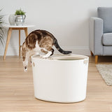Caja de arena para gatos con entrada superior IRIS blanca