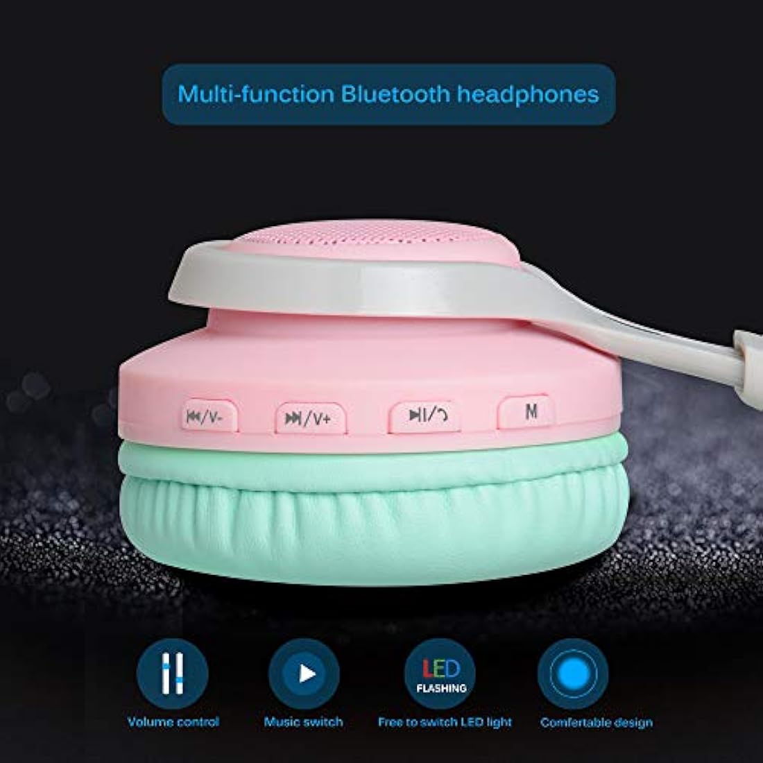 Riwbox WT-7S-Auriculares Bluetooth con luz estéreo plegable