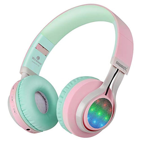 Riwbox WT-7S-Auriculares Bluetooth con luz estéreo plegable