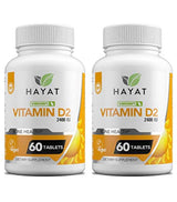Hayat Vitamins Vitamina natural vegana D 2400 IU, D2 (Pack de 2)