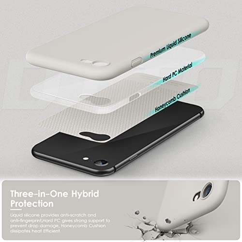 DTTOCASE - Funda para iPhone SE 2022/2020, iPhone 8, iPhone 7, funda de silicona líquida para iPhone SE 8 7 de 4.7 pulgadas, funda protectora suave y sedosa colorida para niñas y mujeres, color gris roca