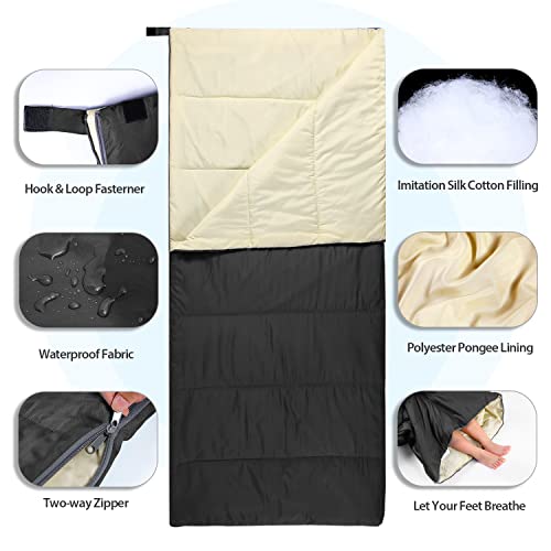 Ohuhu - Saco de dormir compacto, para 3 estaciones, para clima cálido, ligero, portátil, saco de dormir para adultos y niños, con bolsa de transporte para camping, senderismo, mochila y al aire libre 59 ℉-77 ℉