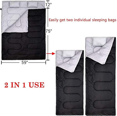 saco de dormir impermeable y liviano para dos adultos