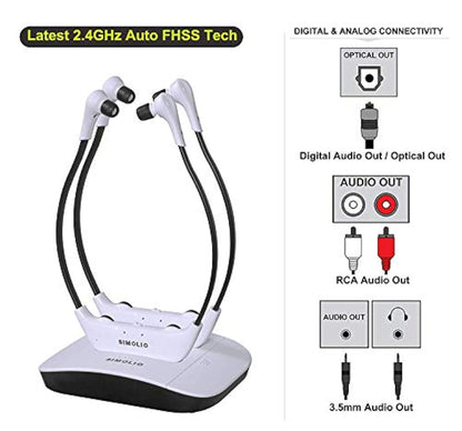 SIMOLIO - Auriculares inalámbricos digitales duales para TV