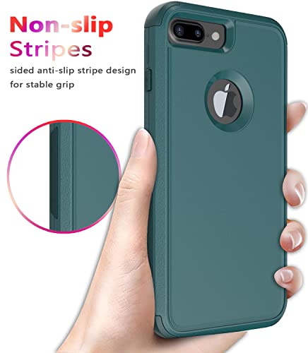 Diverbox Funda para iPhone 8 Plus, iPhone 7 Plus [a prueba de golpes] [a prueba de gotas] [a prueba de polvo], funda de protección resistente para Apple iPhone 8 Plus y 7 Plus (verde oscuro)