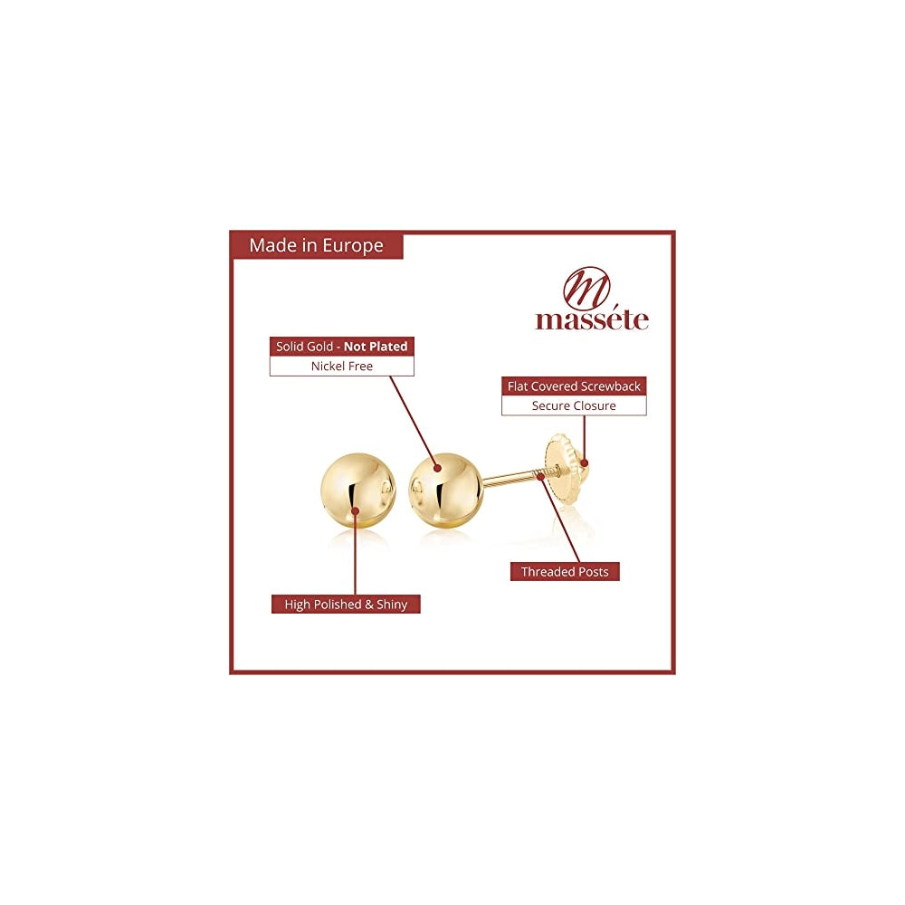 Aretes de diseño de bola con cierre de rosca para mujeres