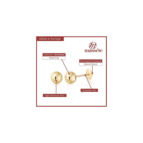 Aretes de diseño de bola con cierre de rosca para mujeres