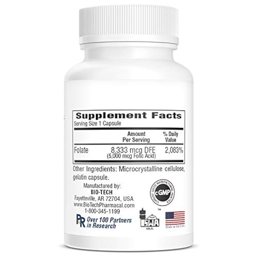 Ácido fólico farmacal Bio-Tech (5 mg, 100 unidades)