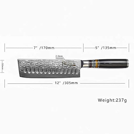 BIGSUN Nakiri cuchillo de Usuba de 7 pulgadas profesional