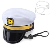 Yewong Conjunto de disfraz de capitán de marineros para perro, gato, capitán de mar, sombrero con ancla de mascota, baberos triangulares, bufanda para gato, cachorro, azul marino, Halloween, accesorios de disfraces, accesorios para fotos (blanco-A)
