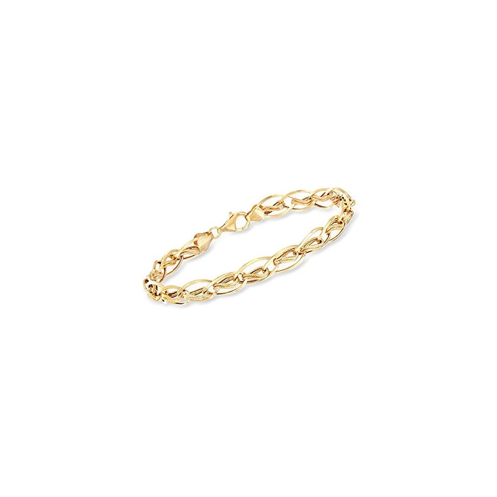 Pulseras ovalada de oro amarillo de 14 quilates y doble giro
