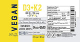 Vitamina líquida orgánica D3 (como liquen) K2