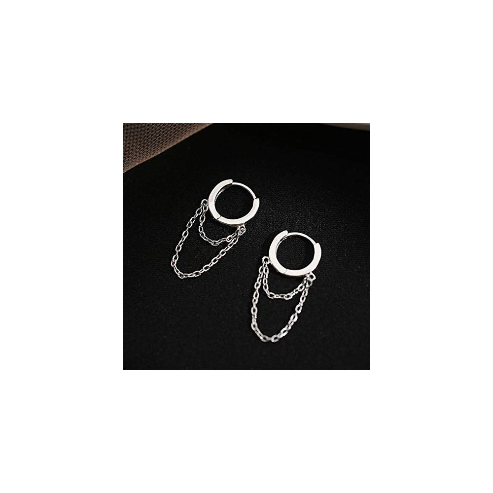Aretes aro pequeños de plata con borla para mujeres