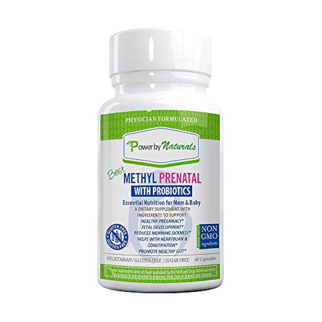 Power By Naturals - Best Methyl Prenatal Vitamins with Probiotics, l-methylfolate, Methylcobalamin (Active B12), Iron, Iodine - All Essential Nutrients for Healthy Mom and Baby -60-Caps-Dr Formulated