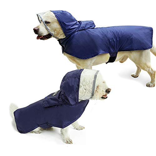 Chubasquero plegable con capucha para perros, tiras reflectantes, poncho ligero ajustable para perros pequeños, medianos y grandes, azul, XS