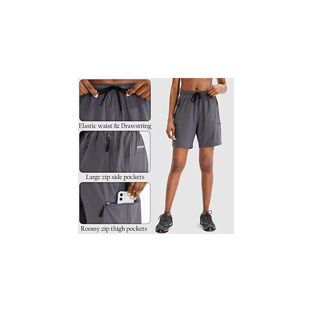 Shorts cortos de senderismo para mujer talla 3XL Gris oscuro