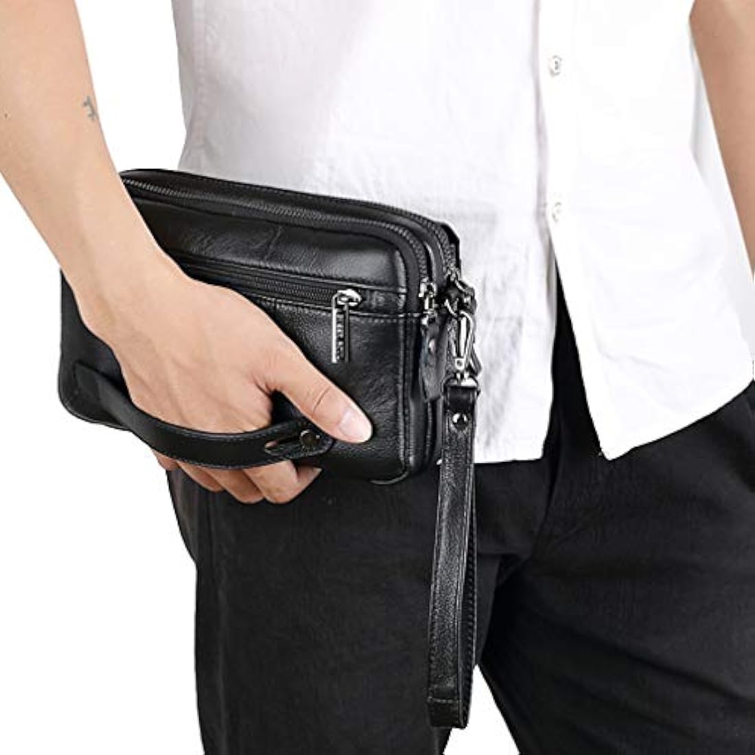 Bolso de piel tipo cartera de embrague para hombre