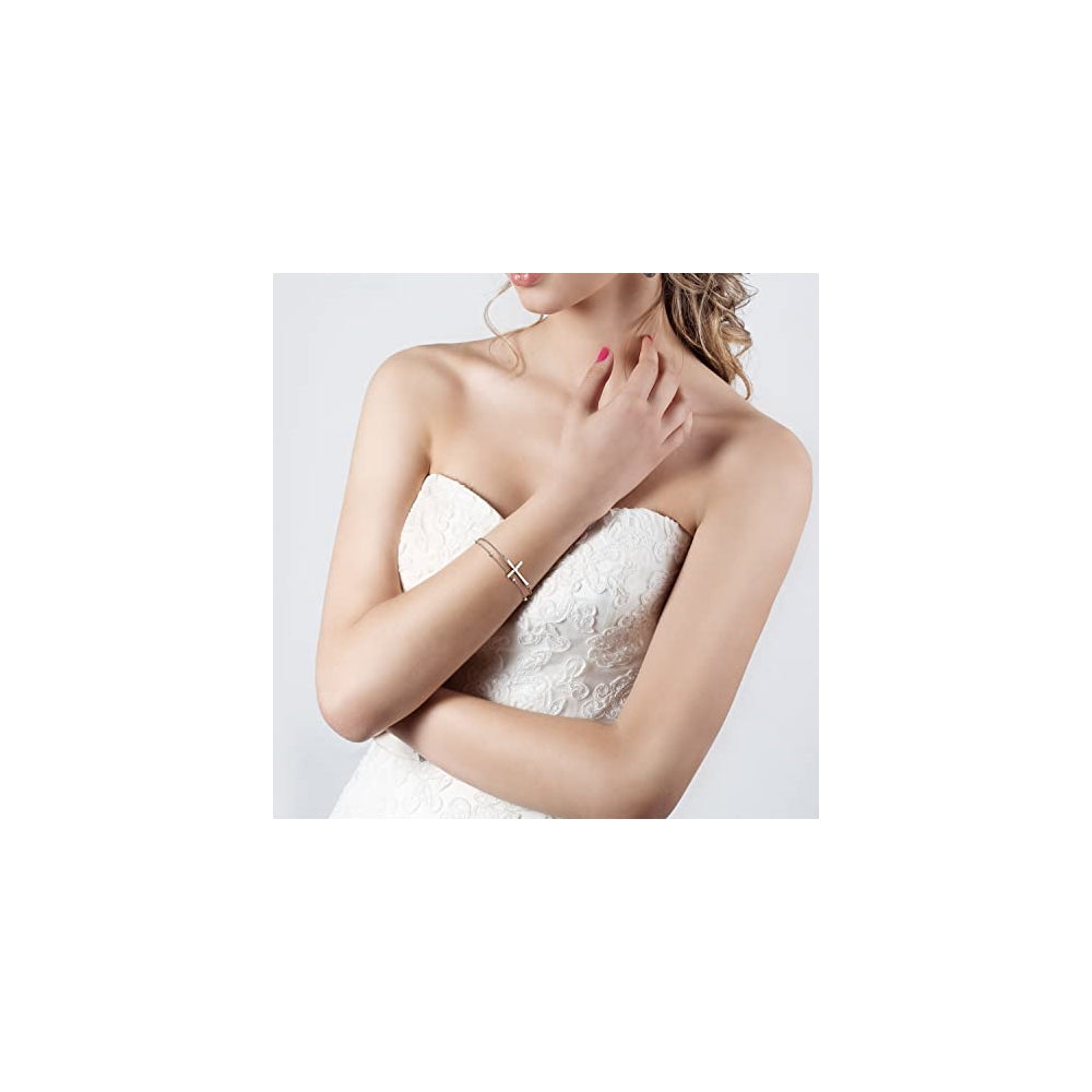 Pulseras para mujer de plata de ley 925 con forma de cruz