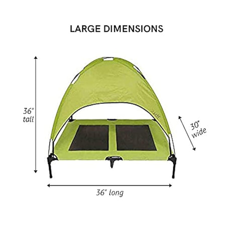 Cuna elevada para perro toldo de sombra, verde 90x90x76cms