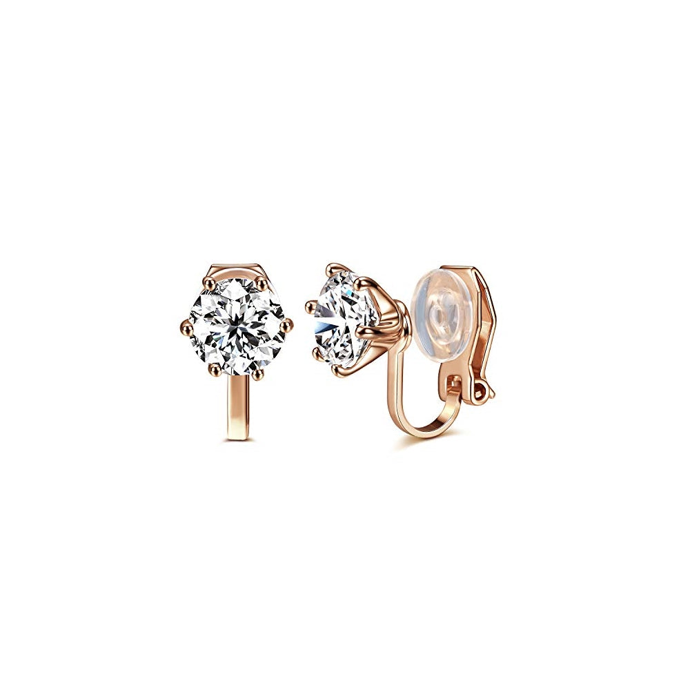 Aretes de clip chapados en oro rosa de 14 quilates