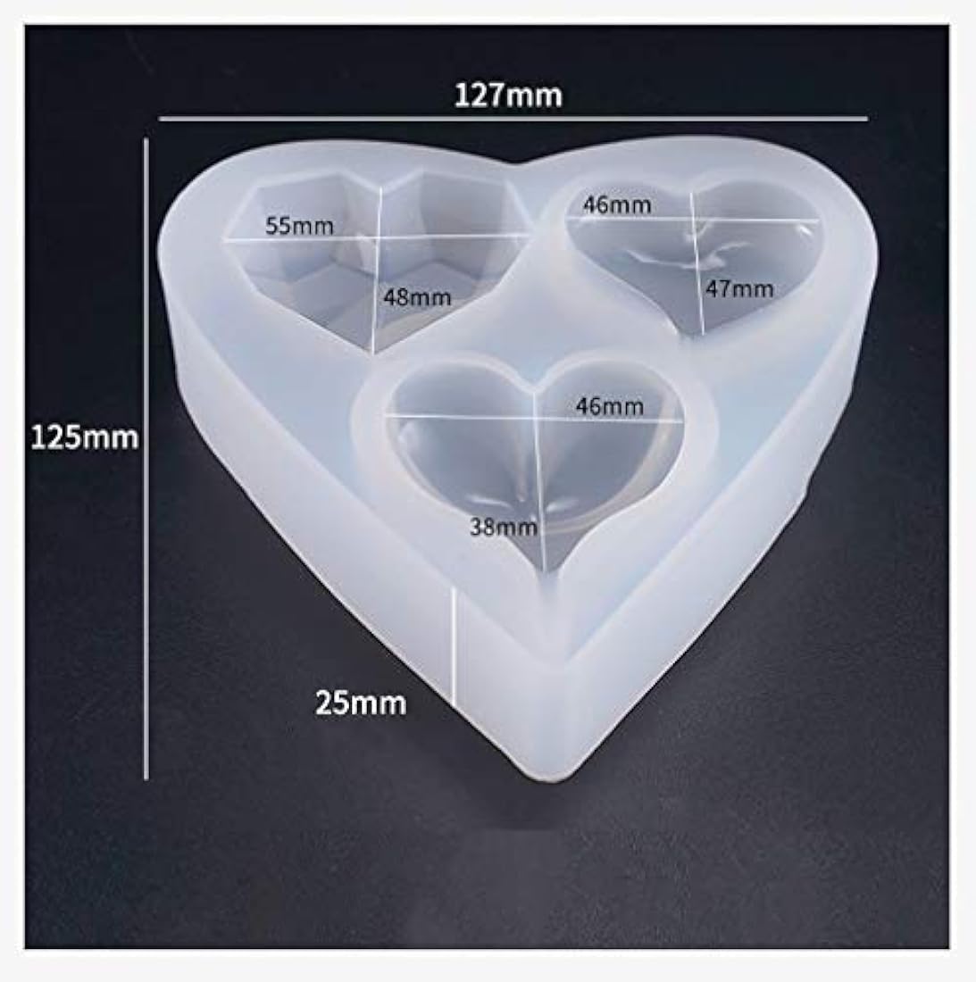 Molde de resina de silicona con forma de corazón profundo de 6 estilos, más de 1 pulgada, para llaveros hechos a mano
