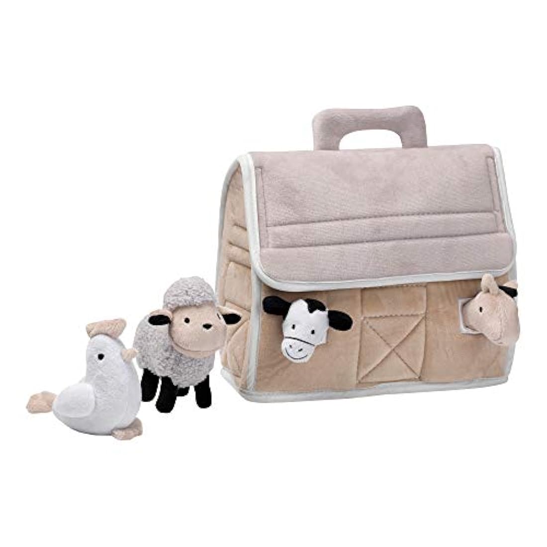 peluche con 4 animales de peluche, color gris y blanco