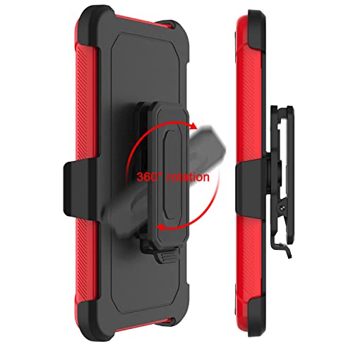 Leptech Funda para Samsung Galaxy A53 5G con protector de pantalla de cristal, [Serie Funda] Clip de cinturón de protección, resistente, resistente, resistente, resistente, militar, a prueba de golpes, cubierta para teléfono celular (rojo)