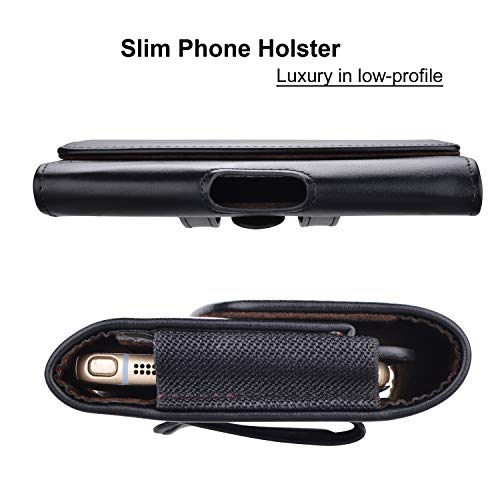 Takfox Funda de piel para Samsung Galaxy Note 20 Ultra S22 Ultra S21+ S20 S10 A12 A13 A02S A03S A32 A42 A52, iPhone 13 Pro Max 12 11 SE XR 8 7+ con clip de cinturón de piel, funda para tarjetas, color negro