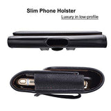 Takfox Funda de piel para Samsung Galaxy Note 20 Ultra S22 Ultra S21+ S20 S10 A12 A13 A02S A03S A32 A42 A52, iPhone 13 Pro Max 12 11 SE XR 8 7+ con clip de cinturón de piel, funda para tarjetas, color negro