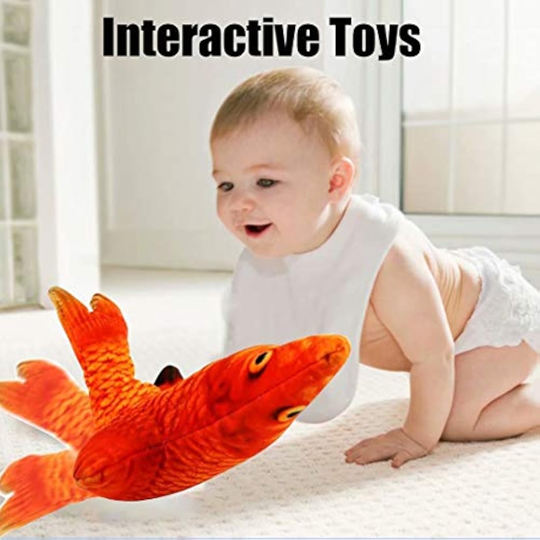 Peluche interactivo de pescado, color naranja, 11.0in