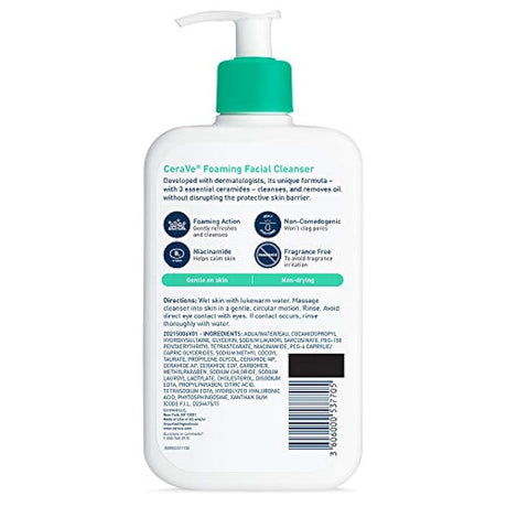 CeraVe Limpiador facial espumoso 16 onzas