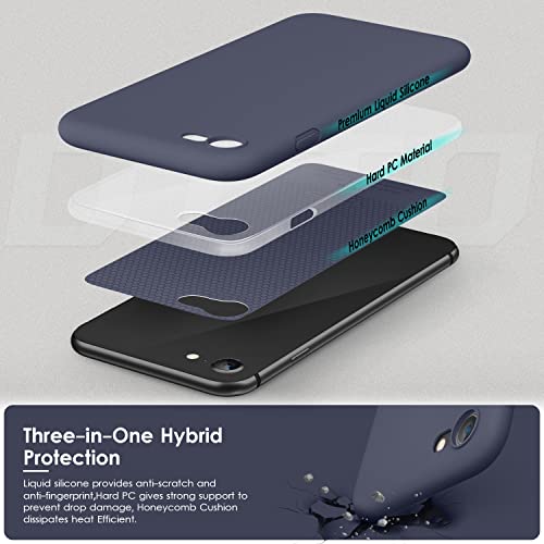 DTTOCASE - Funda para iPhone SE 2022/2020, iPhone 8, iPhone 7, funda de silicona líquida para iPhone SE 8 7 de 4.7 pulgadas, funda protectora colorida suave y sedosa para niñas y mujeres, azul marino