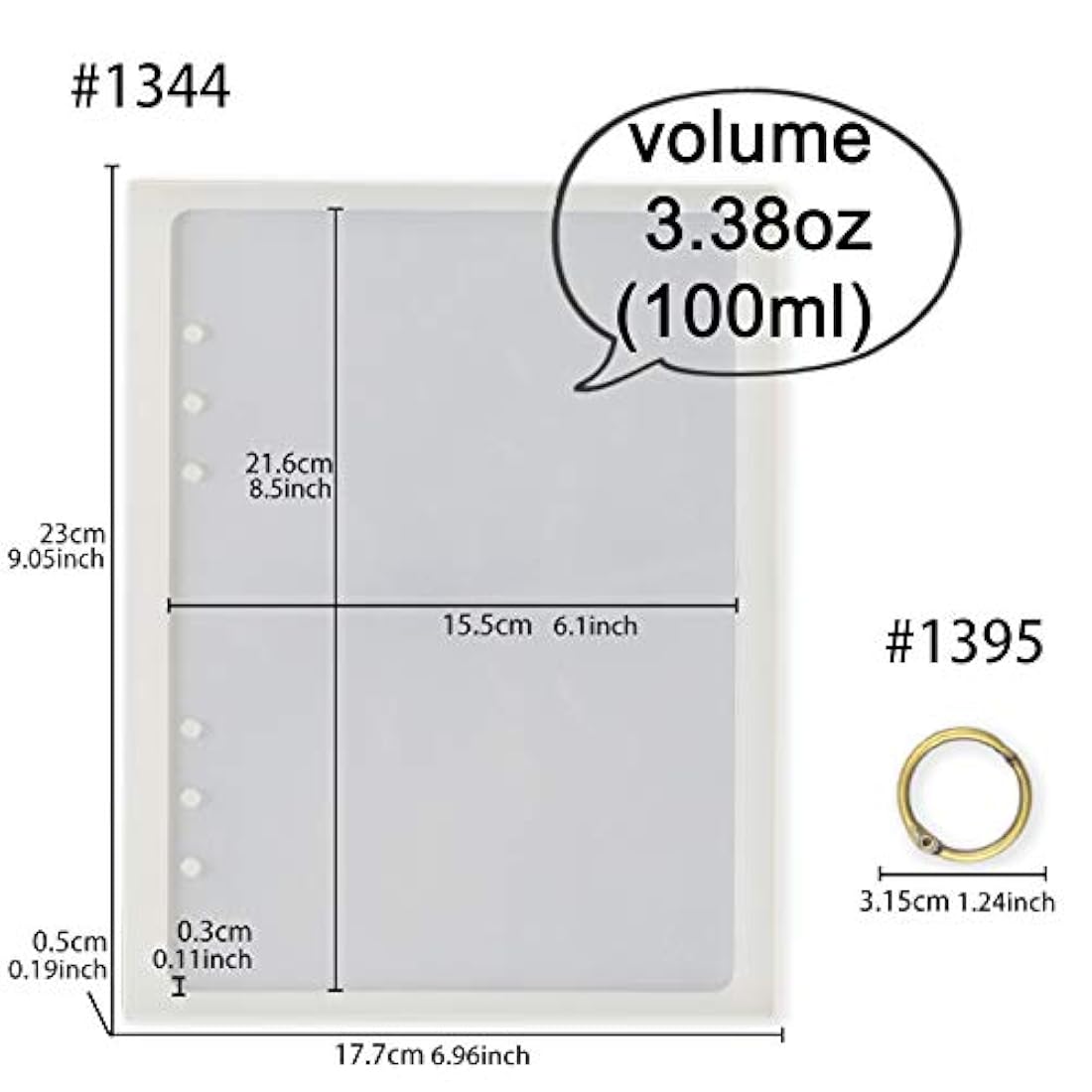 Funshowcase - Bandeja rectangular de silicona para libro de diario, para proyectos de manualidades de resina epoxi, cera, arcilla polimérica, arcilla polimérica líquida