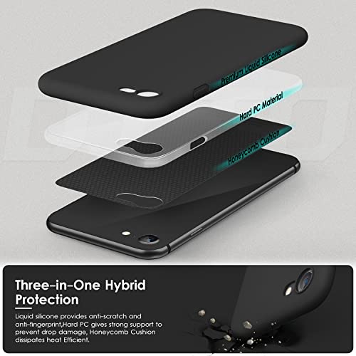 DTTOCASE - Funda para iPhone SE 2022/2020, iPhone 8, iPhone 7, funda de silicona líquida para iPhone SE 8 7 de 4.7 pulgadas, funda protectora colorida suave y sedosa para niñas y mujeres, color negro