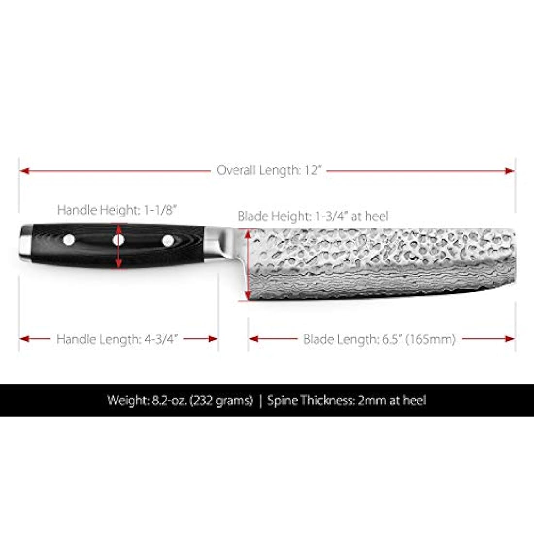 Enso HD Hammered Damasco Nakiri cuchillo de 6.5 pulgadas