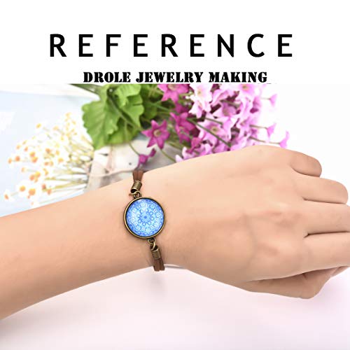 DROLE - Pulsera ajustable en blanco con biseles y cabujones de cristal transparente, biseles de cúpula, ajustes en blanco para hacer joyas.