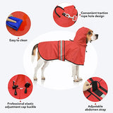 Ezierfy Impermeable reflectante impermeable para perros, chaqueta ajustable para mascotas, poncho ligero con capucha para perros pequeños a X, grandes y cachorros (rojo, S)