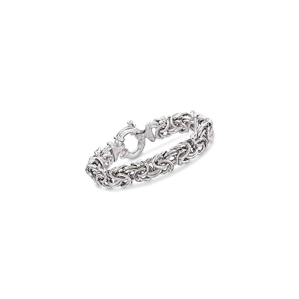 Pulseras bizantina grande de plata de ley italiana