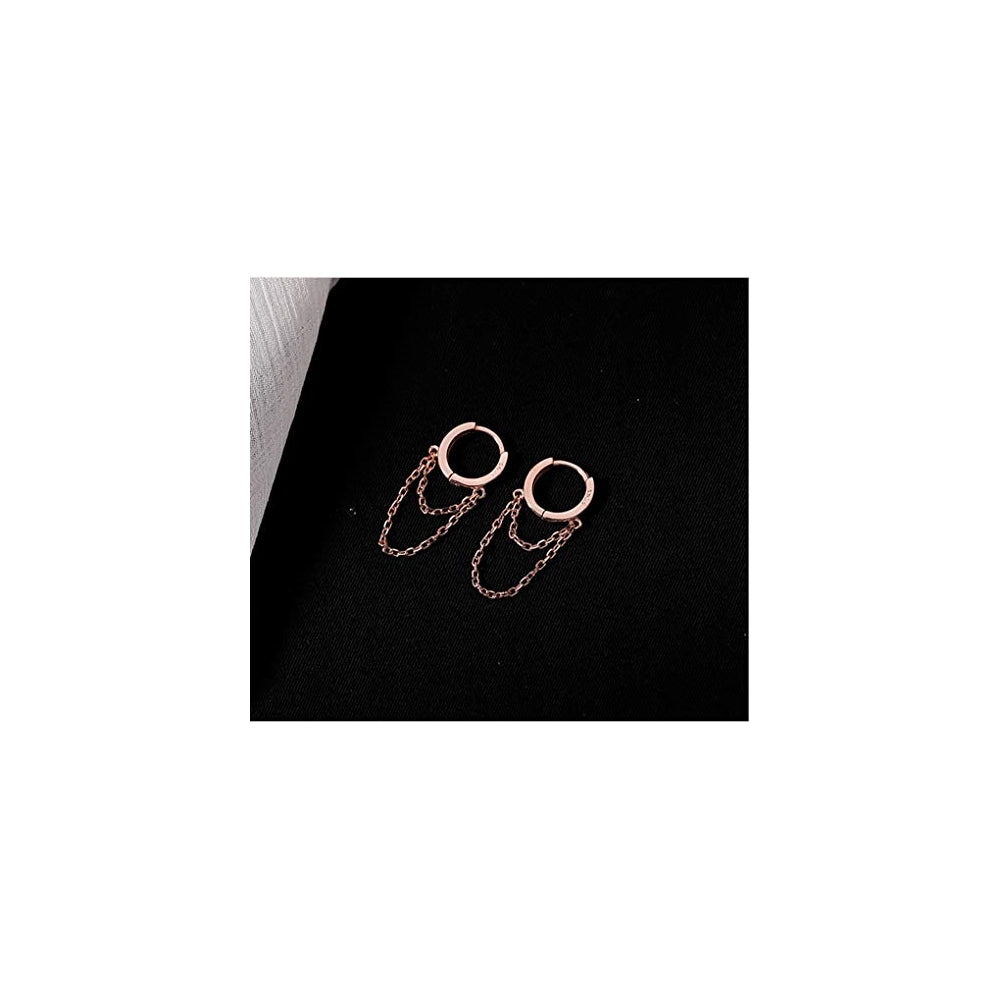 Aretes de aro pequeños de plata con borla para mujeres