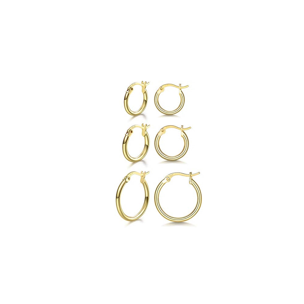 Aretes de aro  chapados en oro blanco para mujeres