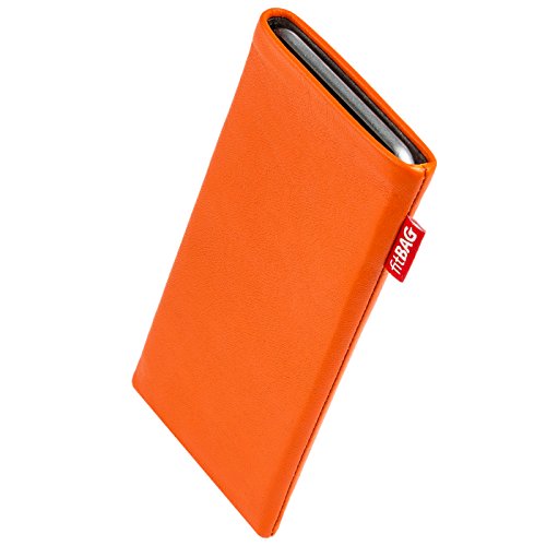 fitBAG Beat Orange - Funda personalizada para Samsung Galaxy S22 Ultra | Fabricada en Alemania | Funda de piel de napa fina con forro de microfibra para limpieza de pantallas
