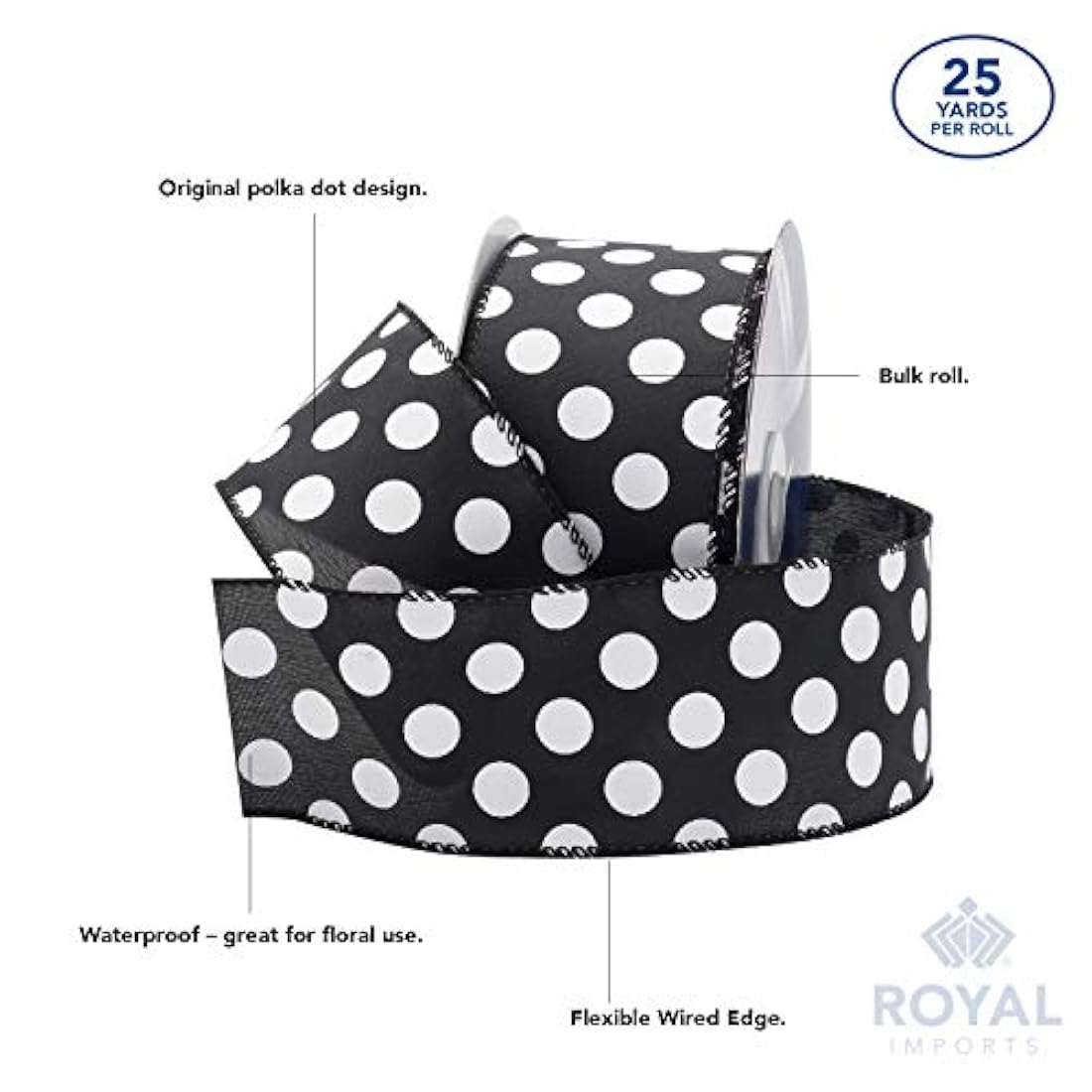 Royal Imports Cinta de lunares, diseño de círculos de 2.5 in